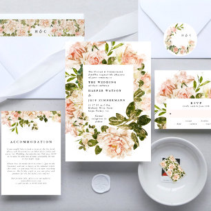 Inbjudan till elegant Ro Romantik Watercolor Weddi