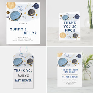 Mörk blått Galaxy Space Baby Shower Nappar Hunt Poster