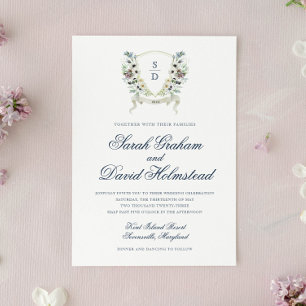 Svarskort för Monogram Watercolor Blommigt Bröllop Inbjudningar