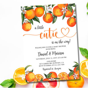Little Cutie Clementine Orange Baby Shower Tack Kort