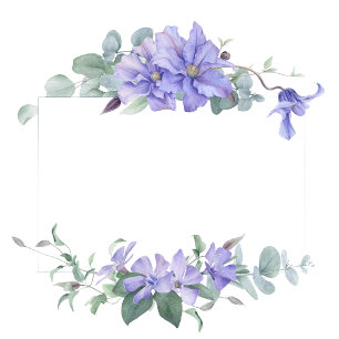 Elegant periwinkle clematis ram Bröllop Inbjudningar