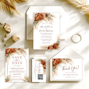 Elegant kalligrafi Romantisk floral Boho bröllop Tack Kort