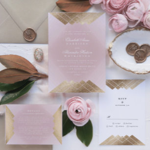 Geometric Rosa Guld Gatsby Wediting Card Tilläggskort