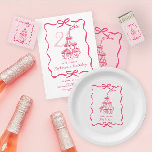 Champagne Torn Pink Handritad Klotter Födelsedag  T Shirt