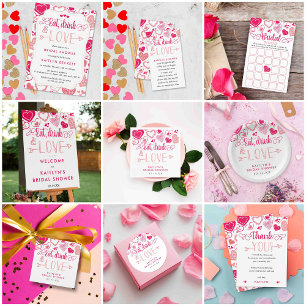 möhippan "Eat, Drink & Kärlek" Alla hjärtans dag Inbjudningar