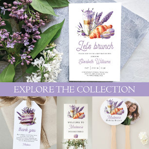 Brunch Birthday Watercolor Macarons och Croissant Pappersservett