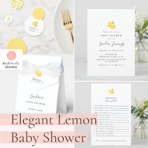 Citrus Baby Shower Elegant Tacksägelse Manus Citro Presentetikett