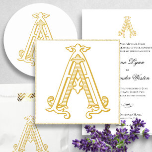 A Monogram Vintage bröllop-inbjudningar Inbjudningar