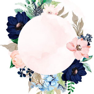 Elegant Navy  Rosa Blommigt Bröllop Inbjudningar