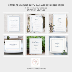 Dusty Blue Minimalist Bröllop Bride Groom Favor Runt Klistermärke