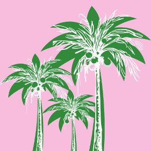Rosa Grönt Handflatan Träd Preppy Summer Beach Tro Pappersservett