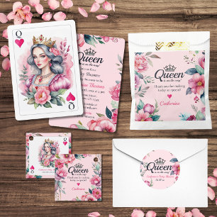 Drottning av Hearts Spelkort Rosa Baby Shower Inbjudningar