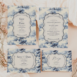 Elegant Baroque Blue Fransk Garden Blommigt Bröllo