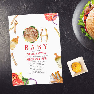 Hamburger och Fries Co Ed Baby Shower-inbjudan Inbjudningar