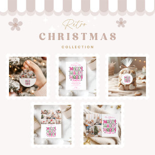 9 Foto Rosa Grön God Jul Högtid Julkort