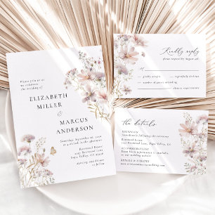 Bröllopsdetaljer för Blush Wildflower Tilläggskort