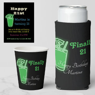 Grönt 21: a födelsedagen vinflaska etikett