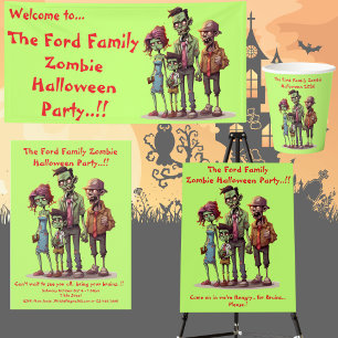 Kids Zombie Family Halloween fest Inbjudningar