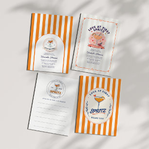 Kärlek vid första Spritz Cocktail Bröllopsdusch Tack Kort