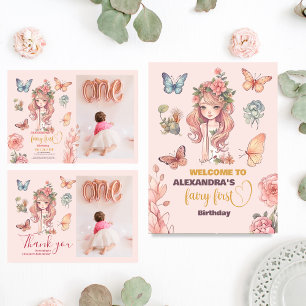 Boho Fairy First Girl's 1st Birthday Inbjudningar