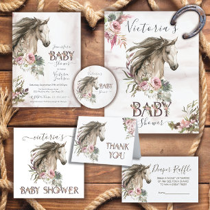 Blommigt Horse Ranch Baby Shower Inbjudningar