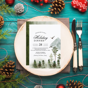 Grönten Modern Nature Forest   Vattenfärg Träd Inbjudningar