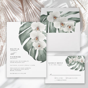 White Orchids på Monstera Tropical Bröllop OSA Kort