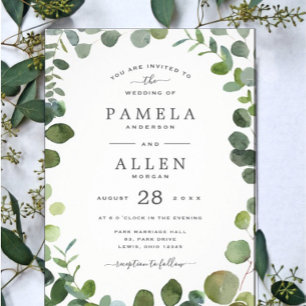 Bröllbjudan till Rustic Greenery Eucalyptus Weddin Inbjudningar