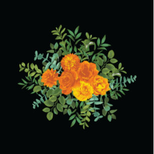 Orange & Black Gothic Peony & Ro Blommigt Bröllop Inbjudningar