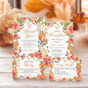 Fall Bow Boho Little pumpkin blommigt babydusch Tack Kort