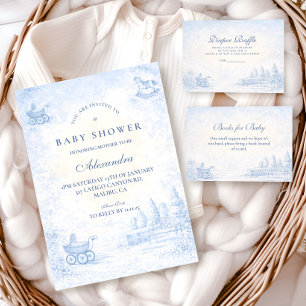 Fransk Blå Toile Baby Shower Pappersservett