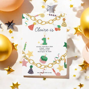 Charm Bracelet 1:a födelsedagsinbjudan Inbjudningar