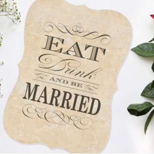 Vintage Ät Drick och tryck på krita Inbjudningar