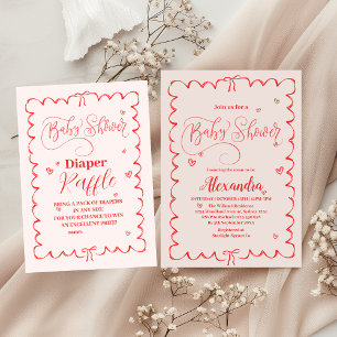 Minimalistisk Rosa Bow Doodle Baby Bokar för Baby Tilläggskort