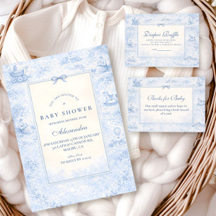 Vintage Barnrum Toile Babyfirande Inbjudningar