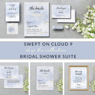 Brid på Cloud 9 Pastel Blue Girly Möhippa Inbjudningar