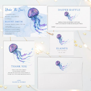 Jellyfish Ocean Beach under Sea Baby Shower Tack Kort