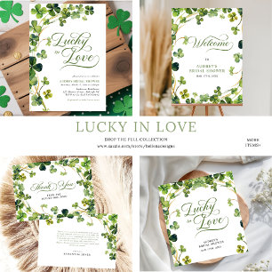Lycklig i Kärlek Bröllopsdusch Grön Shamrock Vinflaska Etikett
