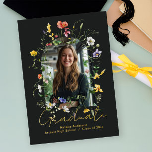 Moderna Vilda Blommor Valvbåge Foto Svart Examen F Pappersservett