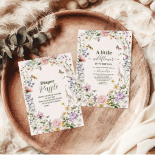 Elegant äng med vilda blommor Baby Shower Pappersservett
