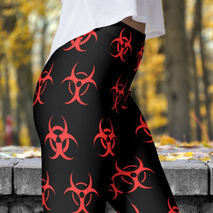 Fet Red and Black Biohazard Mönster Leggings