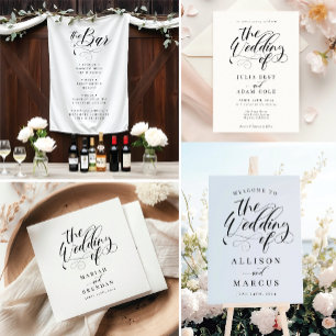 Inbjudan till elegant Calligraphy Classic Wedding