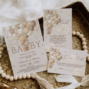 Vi kan knappt vänta Björn Bebis Babyshower Inbjudningar