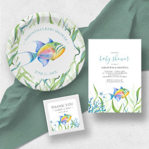 Budgeterad vattenfärgsbabyskor under havstemat