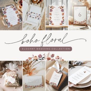 Boho Lila Neutralt Blommigt Bröllop Välkomsttecken Poster