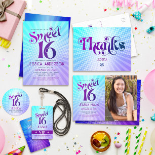 Söt 16 Groovy Lila Blue Gradient Boho Retro Pappersservett