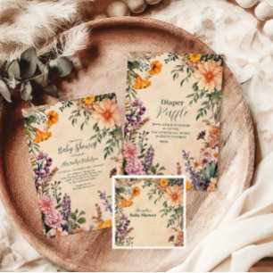 Victorian Art nouveau Baby Shower Diapper Raffle Tilläggskort