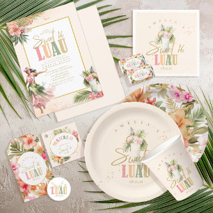 Hawaiian Luau Sweet sixteen ID1092 Underlägg Papper Rund