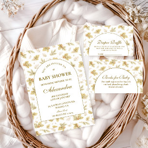 Elegant baby shower med skogslöv inbjudningar