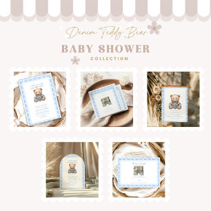 Babykläder för Cute Denim Nalle Inbjudningar